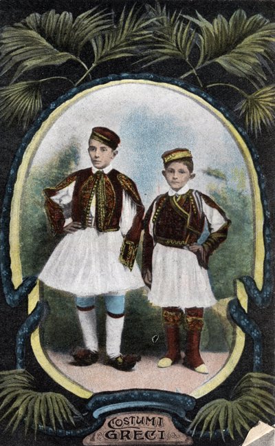 Görögország: Görög jelmezek gyerekeknek - Képeslap 1914-1918 alkotó: Unbekannt