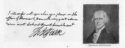 Kézírás és aláírás Thomas Jefferson leveléből, amelyet John Paul Jonesnak írt Párizsban, július 11-én alkotó: Unbekannt