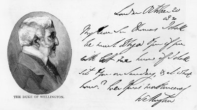 Arthur Wellesley kézírása és aláírása alkotó: Unbekannt