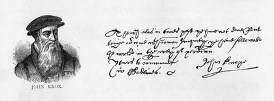 John Knox kézírása és aláírása Dieppe-től William Cecilnek írt levélből, amelyben engedélyt kért Anglia látogatására alkotó: Unbekannt