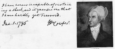 William Cowper kézírása és aláírása alkotó: Unbekannt
