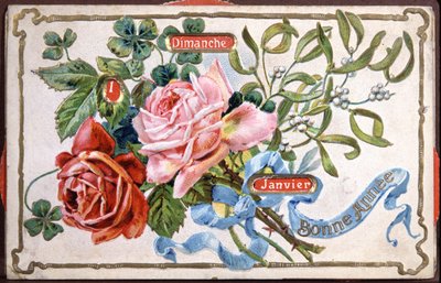 Happy Year Flowers, 20. század eleje (képeslap) alkotó: Unbekannter Künstler
