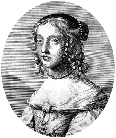 Henrietta Anna angol hercegnő és orleansi hercegné, I. Károly király lánya, Orleans-i Fülöp (XIV. Lajos francia király testvére) felesége, metszet. alkotó: Unbekannter Künstler