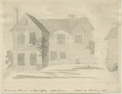 High Offley – Plébánia: ceruza- és mosórajz, 1790 alkotó: Unbekannt