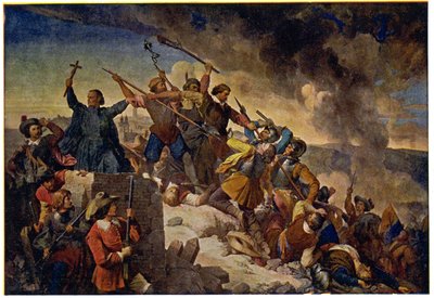 Történelem. Csehország (Csehország). Harmincéves háború. Prága védelme a Hans Christoff von Königsmarck vezette svéd hadsereg előtt, július 25. alkotó: Unbekannter Künstler