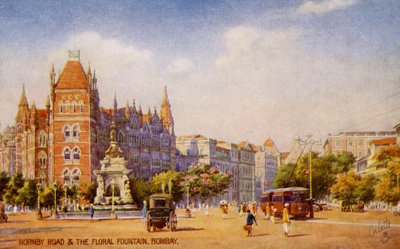 Hornby Road és a Virágos szökőkút, Mumbai (Bombay) alkotó: Unbekannter Künstler
