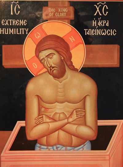 Ikon a Szent Dimitriosz ortodox templomban: szenvedő Krisztus Thessalonique Görögország alkotó: Unbekannt