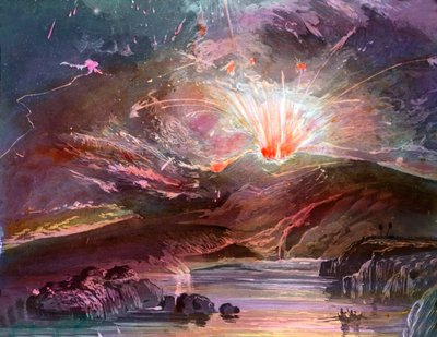 1902 áprilisában kitört a Mount Pelee vulkán Martinique szigetén alkotó: Unbekannter Künstler