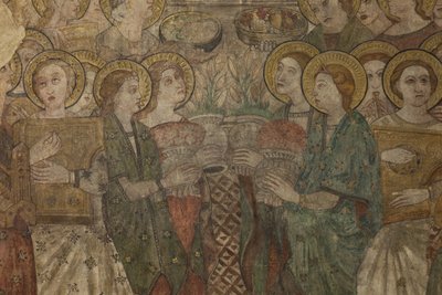 Belső. Északi átkelőhely. Oltár (Altar de las pinturas murales). Eredeti a főkápolnából. Falfestmények (freskó?). Részlet. 14. század vége. alkotó: Unbekannt