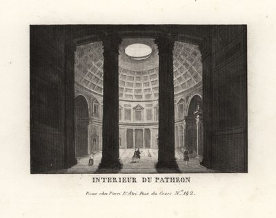 A Pantheon belseje a kazettás kupolával és az okulusszal, Róma alkotó: Unbekannt