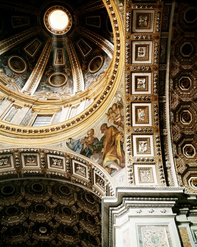 Belső nézet a római Szent Péter-bazilika (Basilica San Pietro) kupolájáról. Részlet. Michelangelo (Michelangelo) kezdte, Giacomo della Porta és Fontana fejezte be. Róma, Olaszország alkotó: Unbekannt