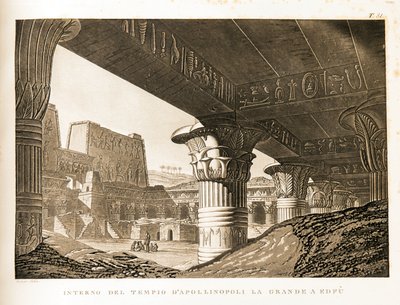 Apollinopolisz templomának belső képe Edfuban, Egyiptom Illusztráció az egyiptomi atlaszból alkotó: Unbekannter Künstler