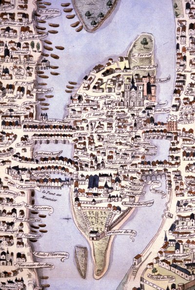 A város szigetének térképe, Párizs, 1540 körül (metszet) alkotó: Unbekannter Künstler