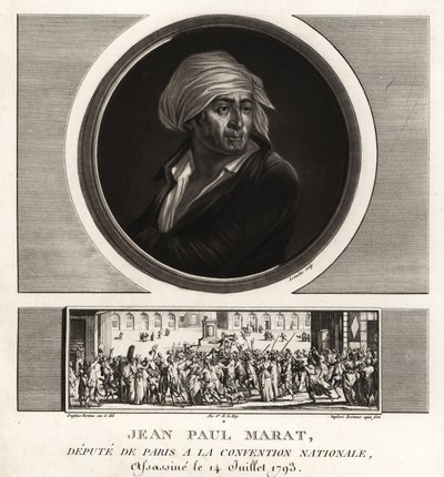 1793-ban meggyilkolták Jean Paul Marat-ot, Párizs helyettesét a Nemzeti Konventben alkotó: Unbekannt