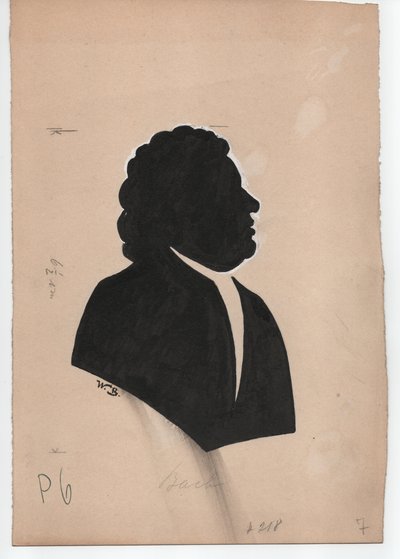 Johann Sebastian Bach (1685-1750) (1850 körül, sziluett) alkotó: Unbekannter Künstler