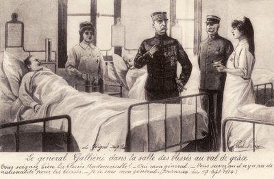 Joseph Gallieni meglátogatja a sebesülteket alkotó: Unbekannter Künstler
