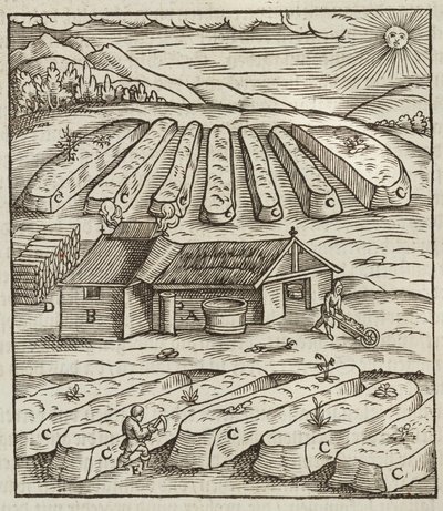 A salétrom készítése – Lazarus Ecker vésése: Description des ores et des main method de exploitation miniere alkotó: Unbekannt