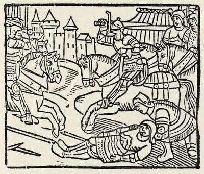Lancelot egy versenyen (fametszet) alkotó: Unbekannter Künstler