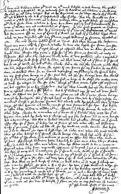 John Donne Sir Robert Cottonnak írt levele, amelyben kritikával együtt visszaküldi Jacobus Valdesius (Diego de Valdes) „De Dignitate regum regnorumque Hispaniae” című értekezésének másolatát Spanyolország elsőbbségéről más nemzetekkel szemben. alkotó: Unbekannt