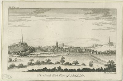 Lichfield – Délnyugati nézet: metszet, nd [c 1764] alkotó: Unbekannt