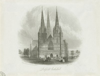 Lichfield katedrális – nyugati front: acélmetszet, nd [c 1842] alkotó: Unbekannt