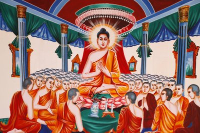 A Buddha élete Arahants gyülekezési utasítása, Siem Reap, Kambodzsa alkotó: Unbekannt