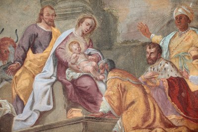 Loreto templom ; Jézus és a mágus freskó Prága Csehország alkotó: Unbekannt