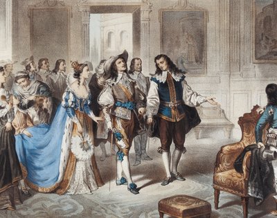 MURILLO, Bartolome Esteban (1617-1682). Murillo festő látogatása az El Escorialban" ("Painter Murillo visiting El Escorial"). L. Turgis litográfiája alkotó: Unbekannter Künstler