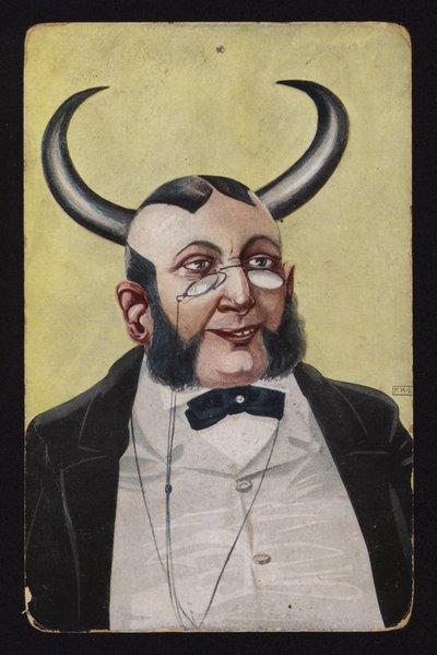 Ördög- vagy démonszarvú ember (színes litó) alkotó: Josef Eberz