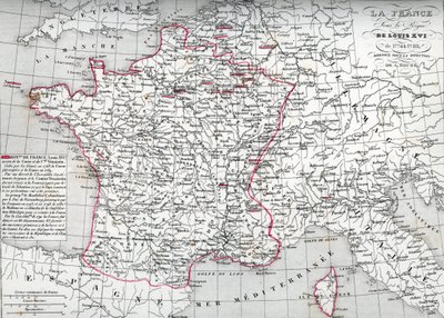 Franciaország térképe XVI. Lajos király uralkodása alatt 1774-től 1793-ig (Franciaország térképe XVI. Lajos király idején) Houze "Atlas Universel" című művéből származó térkép. alkotó: Unbekannter Künstler