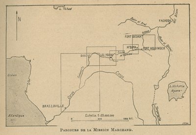 A Marchand Misszió útvonalát mutató térkép 1898-ban (litho) alkotó: Unbekannt