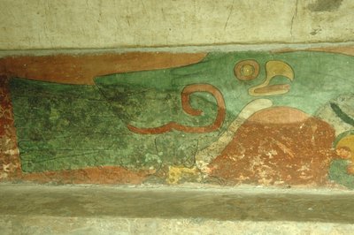 Mexikó, Mexikóváros, Teotihuacan (i.sz. 1. század), Jaguárok temploma, papagáj freskó alkotó: Unbekannt