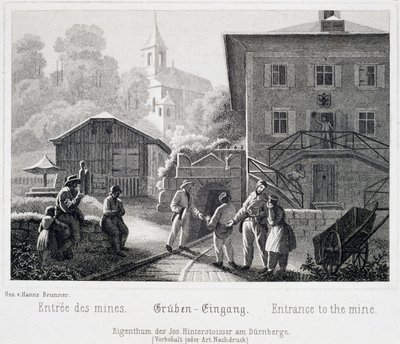 Sóbánya: a bánya bejárata, Durrnbergben, Ausztriában, 1850 körül alkotó: Unbekannt