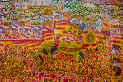 Miniatűr festmény a jodhpuri erődből, Holi fesztivál, Mandawa, Rajasthan, India, Ázsia (fotó) alkotó: Unbekannter Künstler