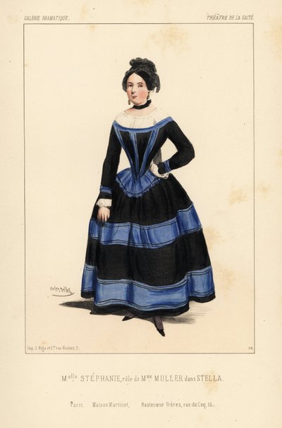Stephanie kisasszony Madame Muller szerepében Anicet Bourgeois Stellájában, Theatre de la Gaite alkotó: Unbekannter Künstler