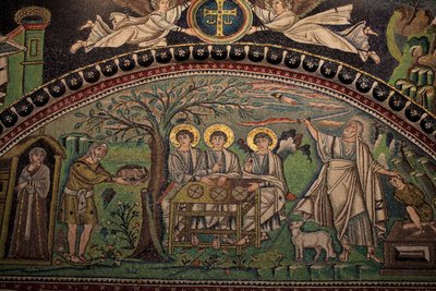 Mozaik az Ószövetségből "Izsák feláldozása". San Vitale-bazilika. 6. század, Ravenna, Olaszország. UNESCO alkotó: Unbekannt