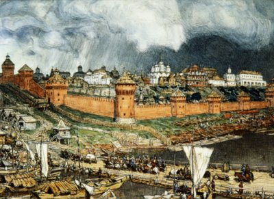 A moszkvai Kreml Ivan Lli (Nagy Iván) uralkodása idején a 16. században, Apolinary Vasnetsov (1921). alkotó: Unbekannter Künstler