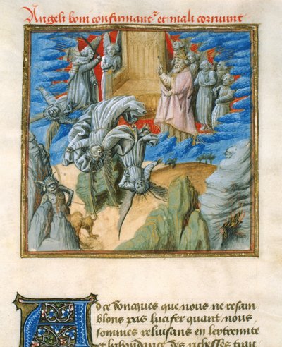 Ms 40 Lucifer bukása az „Emberi Megváltó Tükörből” (papíron) alkotó: Unbekannt