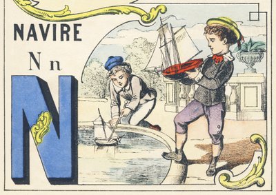 N: hajó – Games Alphabet, 1890 körül (illusztráció) alkotó: Unbekannt