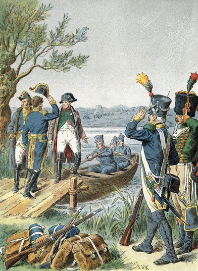 I. Napóleon Lobau szigetén André Massenával (1809) alkotó: Unbekannter Künstler