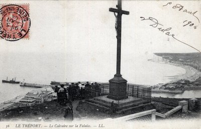 Normandia, Seine Maritime (76), Treport: a kálvária a sziklán – 1904-es képeslap alkotó: Unbekannt