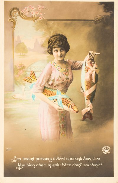 Régi képeslap/április hal alkotó: William M. Timlin