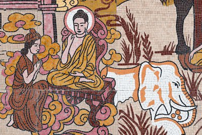 Ong Nui buddhista pagoda, falfreskó, Buddha élete, Quy Nhon, Vietnam, 2019 (fotó) alkotó: Unbekannt