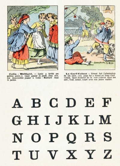 1. oldal - Gyerekjátékok: Colin Maillard, a sárkány - Ábécé - Gyermekek szórakoztatása - Epinal képek, népszerű sorozatok, 1890 körül alkotó: Unbekannt