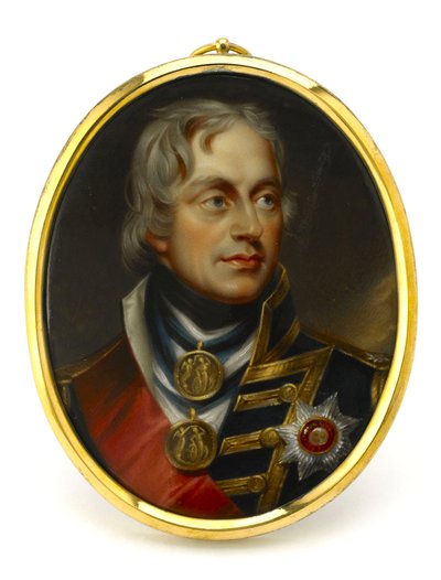 Festett miniatúra, amely Horatio Nelson ellentengernagyot (1758-1805) ábrázolja. Rézből és zománcból készült medálra szerelve, 19. század eleji, Henry Pierce Bone (1779-1855) portréja. alkotó: Unbekannter Künstler