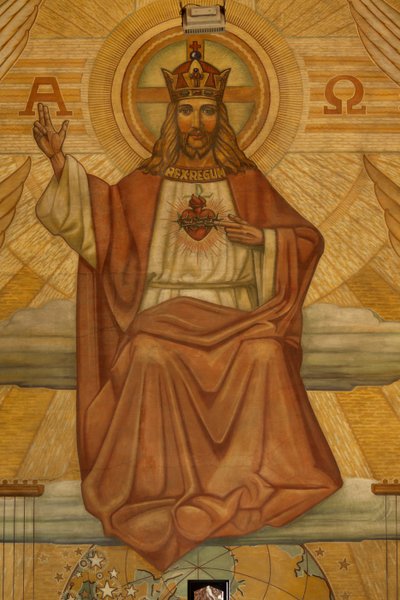 Plébániatemplom (Heilig-Hartkerk). Belső. Modernizmus. A kórus. Mozaik. Krisztus. alkotó: Unbekannt