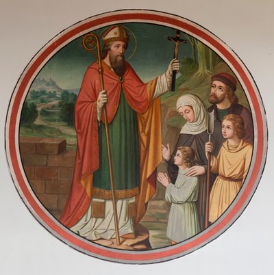 Plébániatemplom (Sint-Denijs-Boekel, plébániatemplom St-Denijs). déli folyosón. Egy falfestmény. alkotó: Unbekannter Künstler