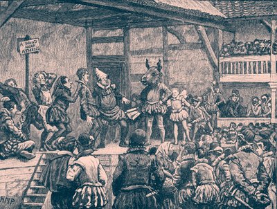 Shakespeare "Szentivánéji álom" című előadása (metszet) alkotó: Unbekannter Künstler