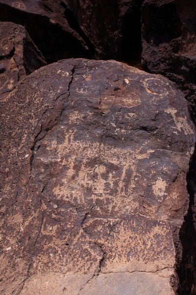 Állatokat és karaktereket ábrázoló petroglyfák – Petroglif Nemzeti Emlékmű – Albuquerque, Új-Mexikó, USA (USA) alkotó: William M. Timlin