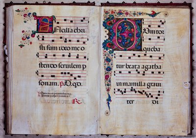 Piccolomini Könyvtár: kóruskönyv, cod.12.N, ff. 92v-93r „Foliated iniciálával”, Venturino Mercati. alkotó: Unbekannter Künstler